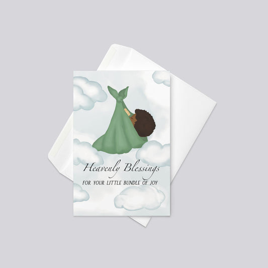 "Heavenly Blessings" Baby Shower Greeting Card