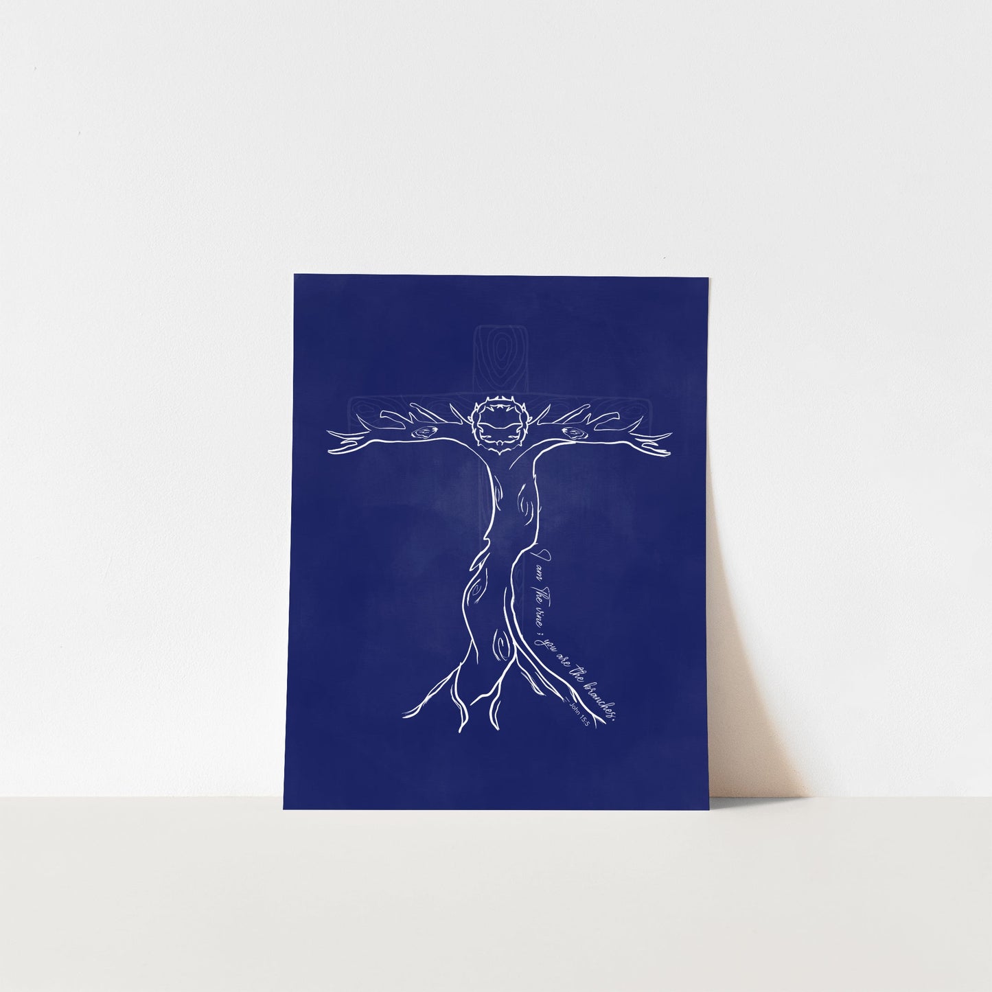 The Cross - Bearing Vine John 15:5 Art Print  (Oceans Blue)